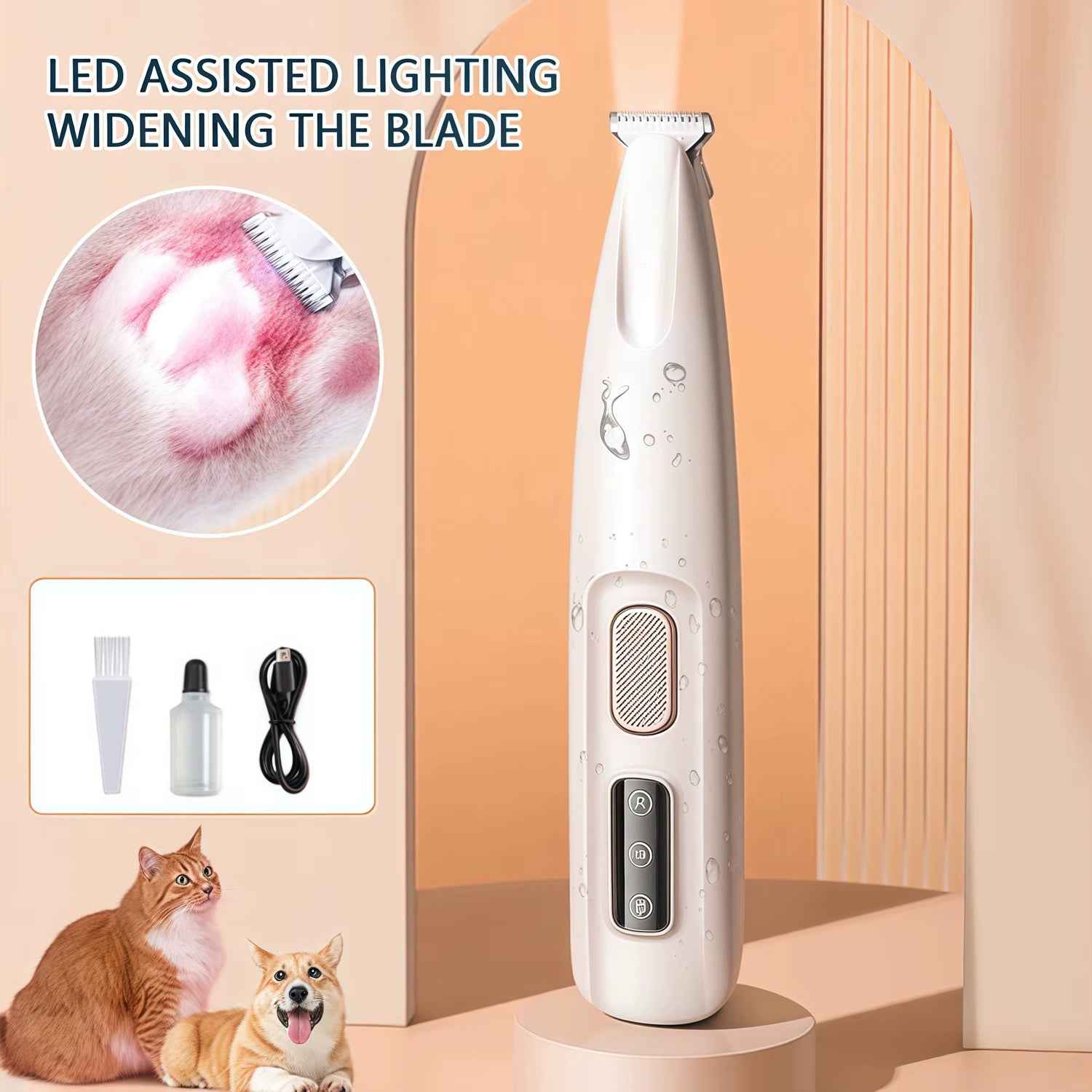 Dog Paw Trimmer with LED Light Fully Waterproof Portable Pet Hair Trimmer with Display Dog Clippers Grooming 18Mm Widen Blade